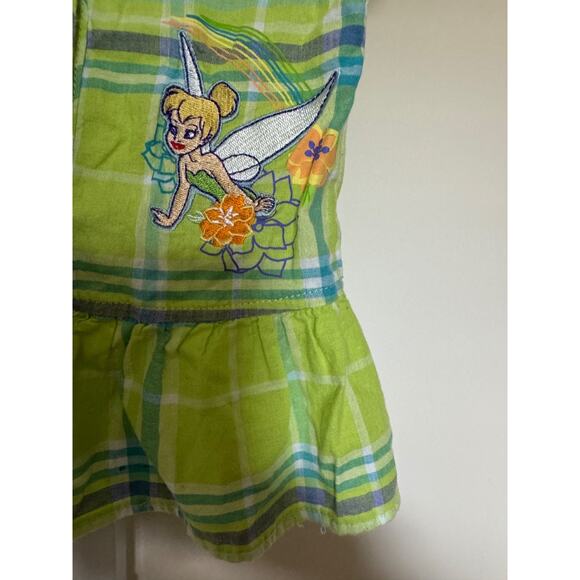 Vintage Disney Fairies Tinkerbell Plaid Tunic Top Girls Size 4 Embroidered - Picture 4 of 7